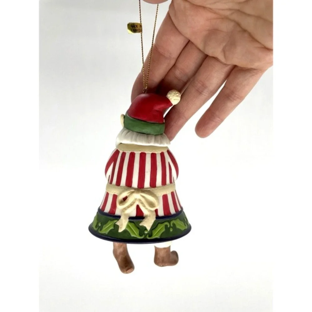 Kirkland Porcelain‎ Bell Christmas Ornament with Dangling Legs Elf Toy Maker 5